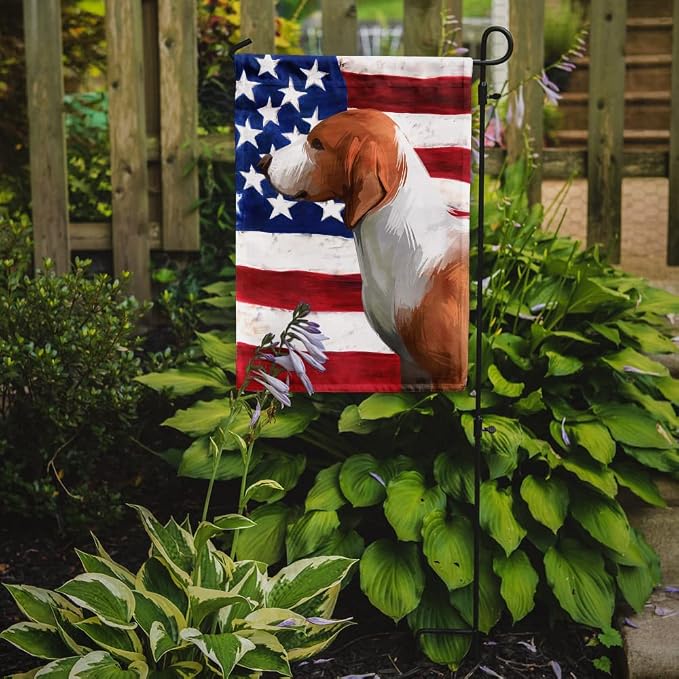 Caroline's Treasures CK6506GF Drever Dog American Flag Garden Flag Mailbox Flag Decorative Yard Flag Banner Outside Patio Artwork Yard Flower Beds, Garden Size, Multicolor