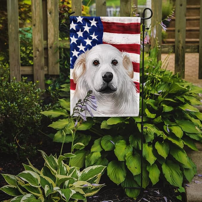 Caroline's Treasures CK6599GF Kuvasz American Flag Garden Flag Mailbox Flag Decorative Yard Flag Banner Outside Patio Artwork Yard Flower Beds, Garden Size, Multicolor