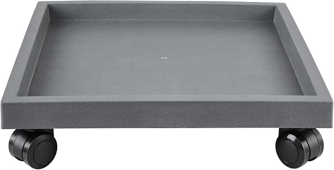 9.8 Inch Square Rolling Plant Caddy Saucer with Wheels, Heavy Duty Wheeled Planter Stand for Potted Plant, Coaster Roller Base Tray with Casters, Flower Pot Dolly Holder for Indoor Outdoor