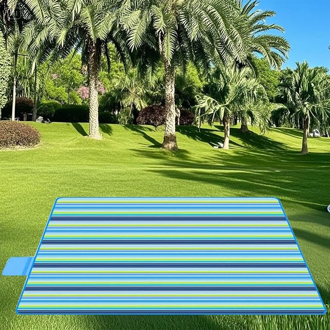 K Y KANGYUN Extra Large Picnic Blanket Outdoor Beach Blankets, Water-Resistant Foldable Sandproof Blankets Cute Picnic Mat for Beach, Camping Grass Lawn Park Mats (Blue, 80x60 in)