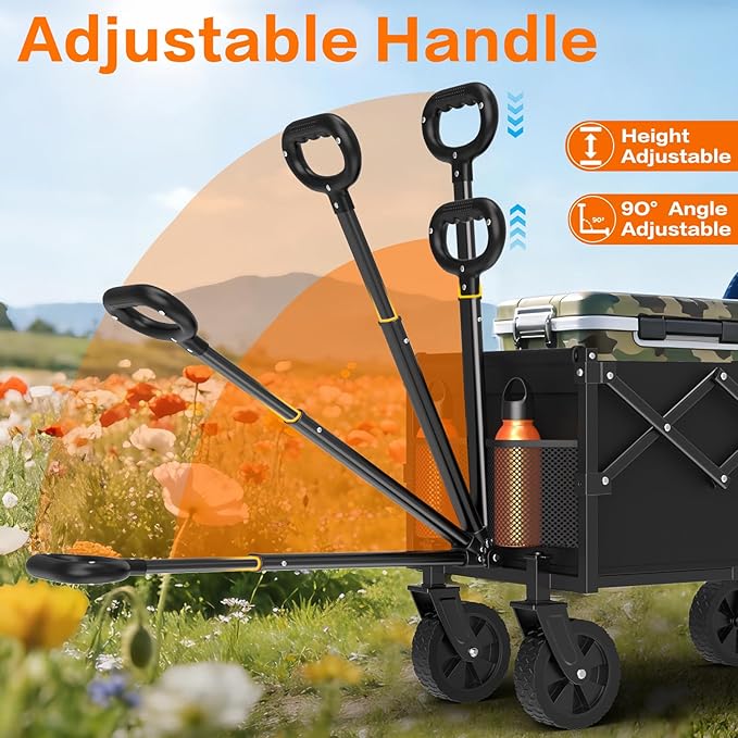 Wagons Carts Foldable, 360LBS Folding Utility Heavy Duty Wagon Cart with Wheels, 100L Portable Utility Outdoor Wagon for Shopping, Beach, Camping, Sports, Garden