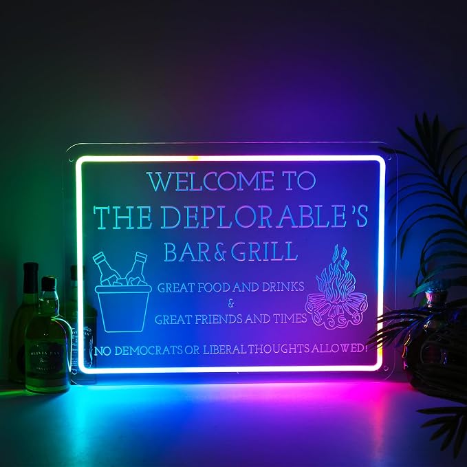 Custom Bar & Grill Neon Sign for Backyard Decor, Personalized Welcome To Backyard LED Signs, Large Beer BBQ Neon Signs Customized for Home Bar Garden Yard Patio Party Outdoor, Housewarming Gifts