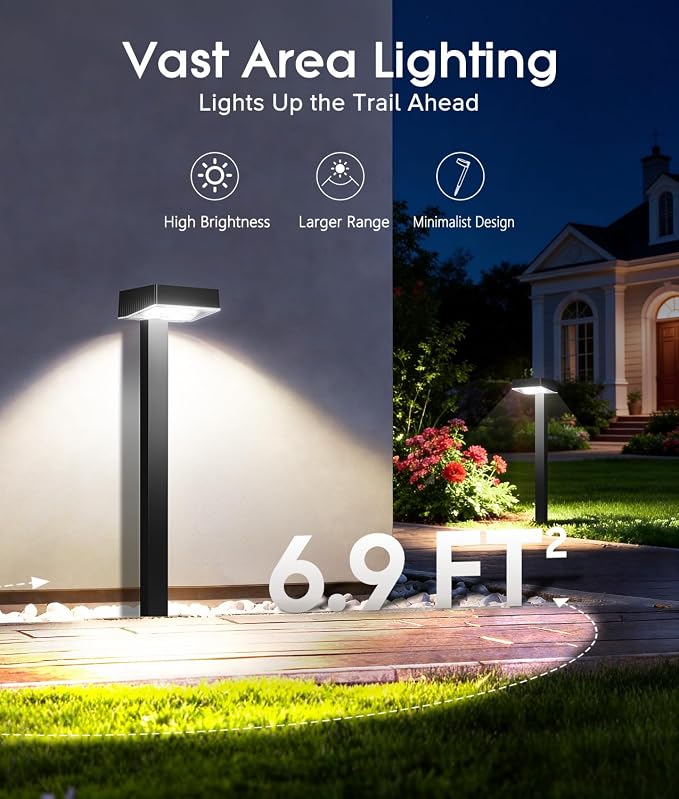 ELECLINK Solar Pathway Lights Outdoor, 8 Pack Garden Lights Solar Powered Path Lights with Larger LED Lens, 2 Light Modes Waterproof Outdoor Solar Light for Yard Driveway Walkway Landscape Patio Lawn