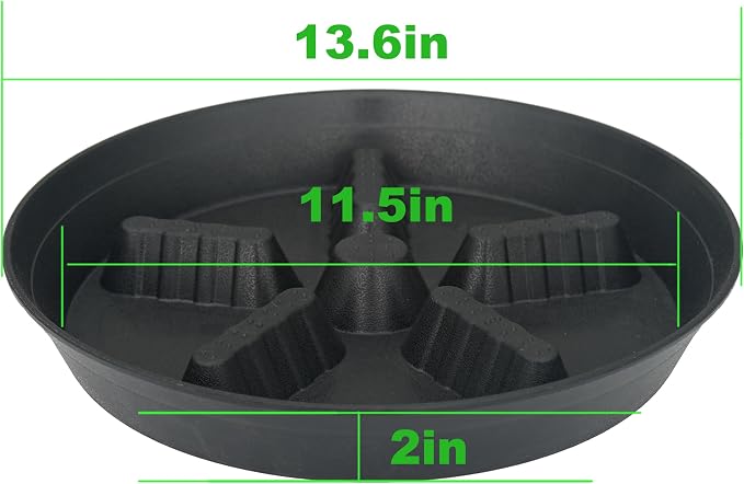 4 Pack Plant Saucer 14 inch, Plastic Plant Saucers for Indoors, Raised Middle Plant Trays for Pots, Water Tray for Plants, Plant Stand Water Catcher Tray, Pot Saucers for Plants