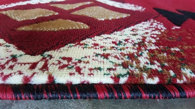 YHSF Southwest Native American Area Rug – Thick, Soft, Durable & Easy to Maintenance Tribal Design Boho Rug– Ideal for Bedroom, Living Room & Hallway - Red, 3 Feet 10 Inches x 5 Feet 2 Inches