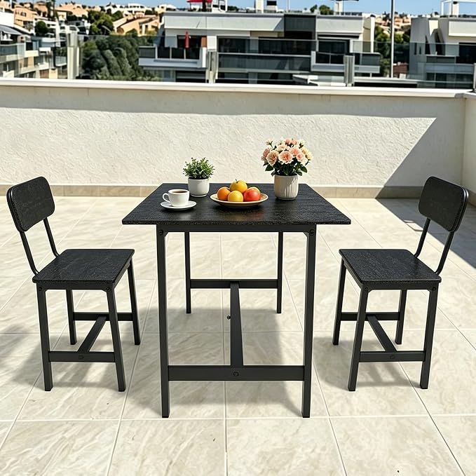 Outdoor Coffee Table, 33.4"L x 17.3"W x 18.1"H Rectangle Weather-Resistant Patio Coffee Table, Metal Heavy-Duty Frame Coffee Side Table, Waterproof for Garden, Porch, Balcony, Deck, Poolside, Black