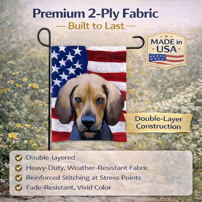 Caroline's Treasures CK6589GF Kerry Beagle American Flag Garden Flag Mailbox Flag Decorative Yard Flag Banner Outside Patio Artwork Yard Flower Beds, Garden Size, Multicolor