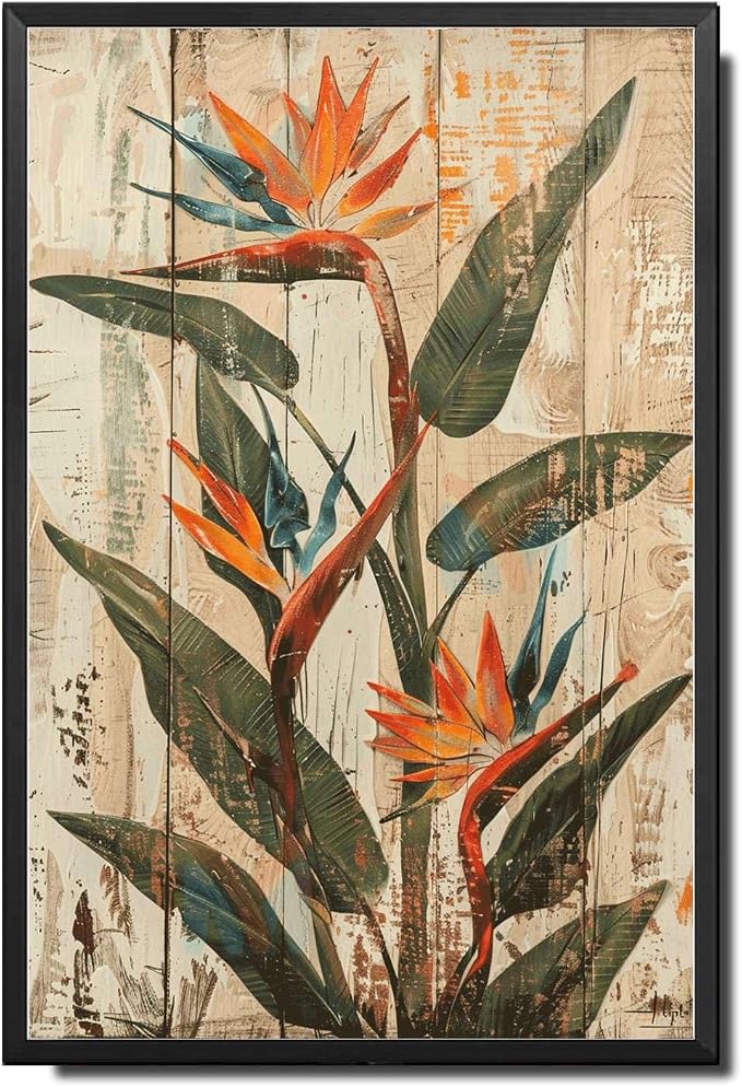 Metal Sign Tin Sign Vintage Wall Art Rustic Charm Bird of Paradise Tin Sign for Vintage Wall Decor Easy Installation and Weather Resis Funny Sign for Pub 12×16 Inches with Metal Frame