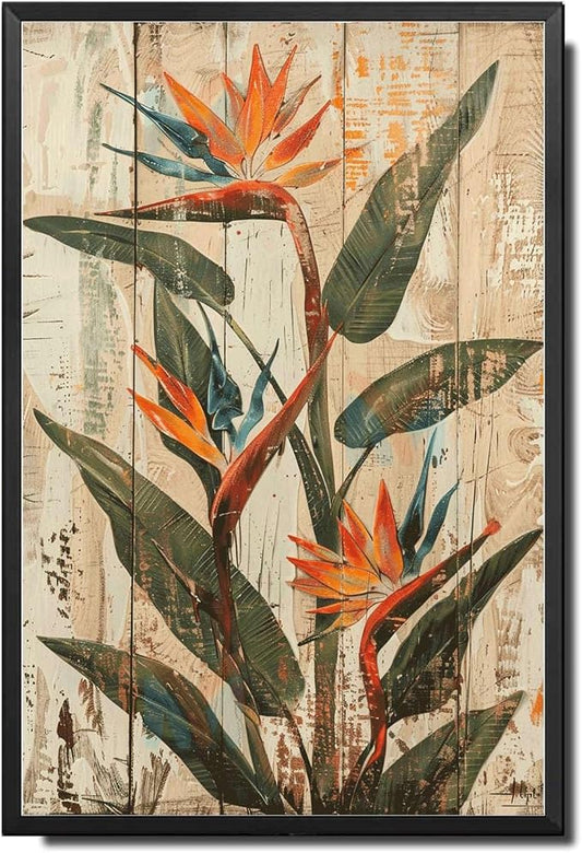 Metal Sign Tin Sign Vintage Wall Art Rustic Charm Bird of Paradise Tin Sign for Vintage Wall Decor Easy Installation and Weather Resis Tin Sign Garden Gift for Pub 8×12 Inches with Metal Frame