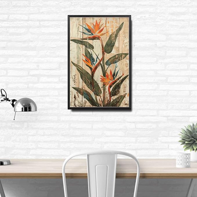 Metal Sign Tin Sign Vintage Wall Art Rustic Charm Bird of Paradise Tin Sign for Vintage Wall Decor Easy Installation and Weather Resis Sign for Garden for Restaurant 6×8 Inches with Metal Frame