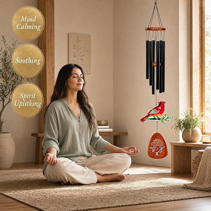 Cardinal Wind Chimes for Outside,36" Memorial Wind Chimes for Loss of Loved One,Sympathy Gifts for Loss of Mother/Father,Cardinal Gifts for Women