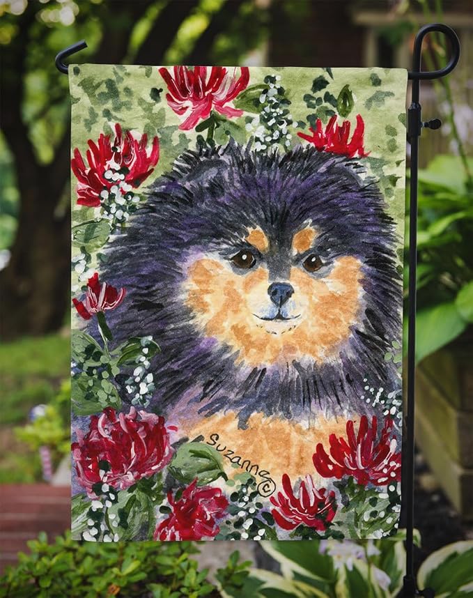 Caroline's Treasures SS8727GF Pomeranian Garden Flag Mailbox Flag Decorative Yard Flag Banner Outside Patio Artwork Yard Flower Beds, Garden Size, Multicolor