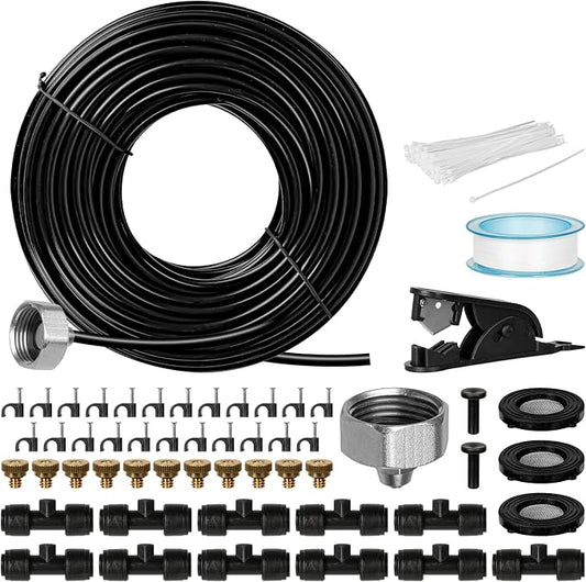 OnBrand 40FT Mister for Outside Patio with Brass Adapter and 11 Nozzles | Patio Water Misters for Cooling Outdoor, Misting System with 11 Atomizing Connectors for Pool Cooler BBQ Porch Party Camping
