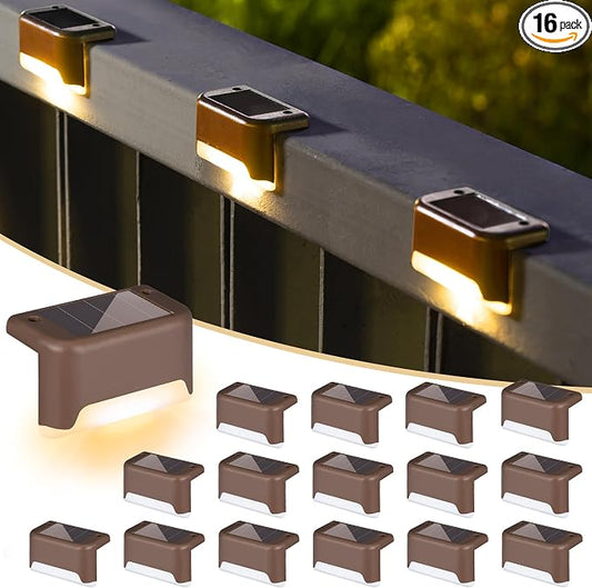 SOLPEX Solar Deck Lights Outdoor 16 Pack, Solar Step Lights Waterproof Led Solar lights for Outdoor Stairs, Step , Fence, Yard, Patio, and Pathway(Warm White)
