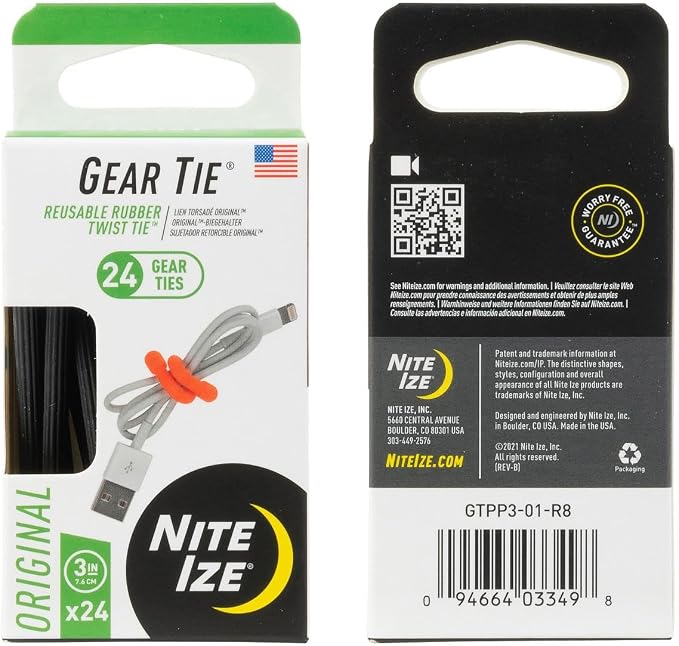 Nite Ize Original Gear Tie, Reusable Rubber Twist Tie