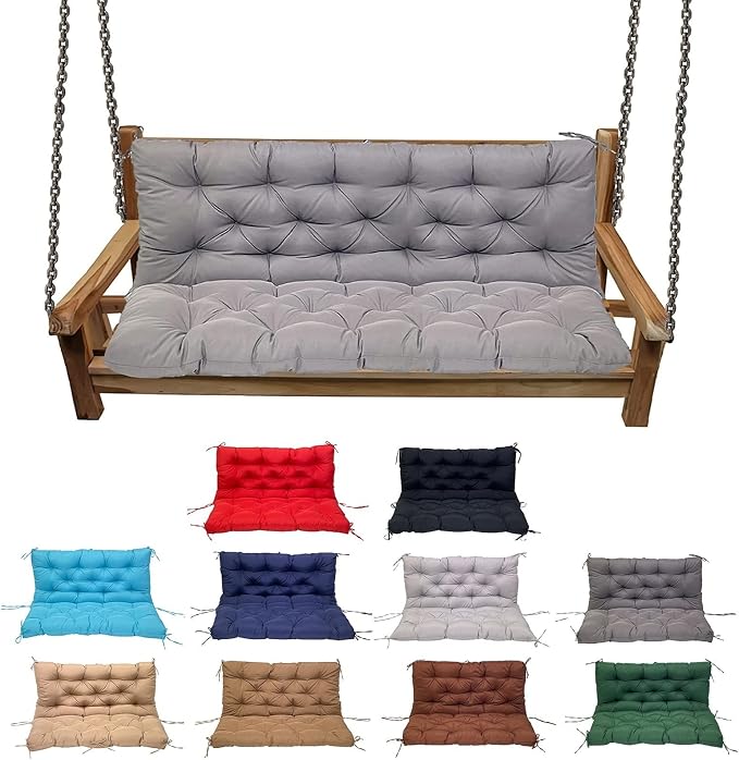 Swing Cushion Replacement Outdoor Porch Waterproof Bench Cushion 2-3 Seater Washable Bench Replacement Cushions for Outdoor Patio Porch Swing Cushions