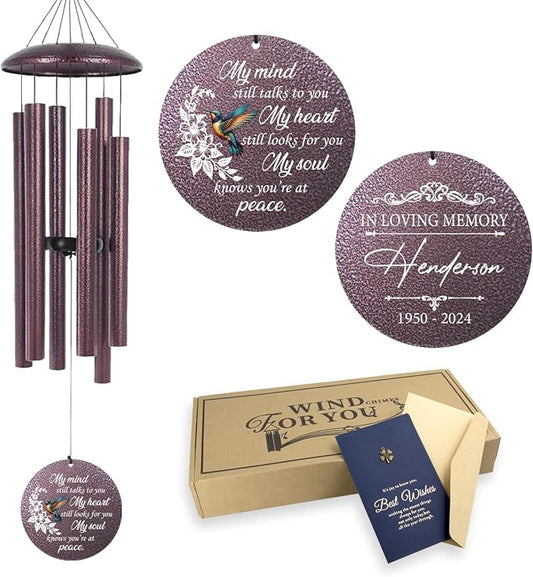 ASTARIN 36" Large Deep Tone Personalized Sympathy Wind Chimes, Memorial Wind Chime for Loss of Mother Father Loved One, Bereavement Gifts Decor Outdoor Patio Garden Graveyard, Produced in Texas