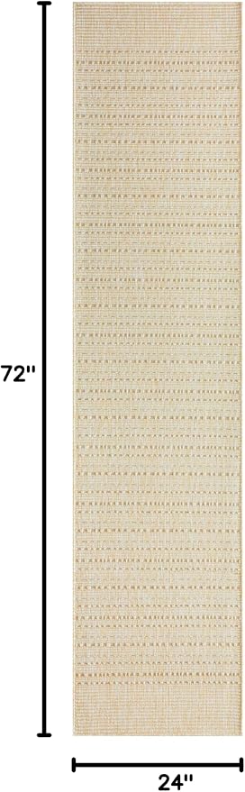 Nourison Home Tulum Cream 2' x 6' Area Rug - Easy Clean, Non Shedding, Bed Room, Living Room, Dining Room, Kitchen (6' Runner)