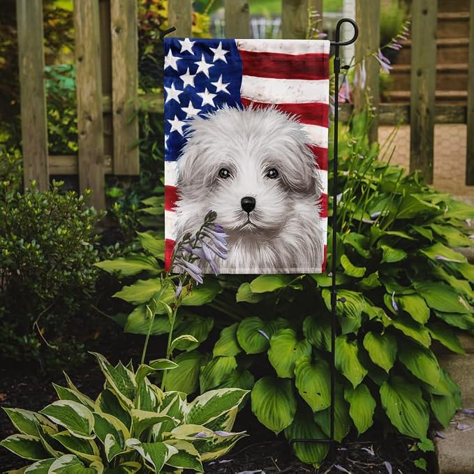 Caroline's Treasures CK6446GF Bolognese Dog American Flag Garden Flag Mailbox Flag Decorative Yard Flag Banner Outside Patio Artwork Yard Flower Beds, Garden Size, Multicolor