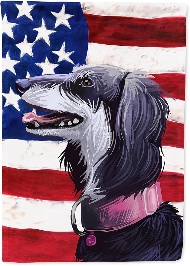 Caroline's Treasures CK6686CHF Saluki Dog American Flag House Flag Large Porch Sleeve Pole Decorative Outside Yard Banner Artwork Wall Hanging, Polyester, House Size, Multicolor
