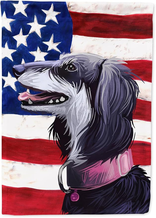 Caroline's Treasures CK6686CHF Saluki Dog American Flag House Flag Large Porch Sleeve Pole Decorative Outside Yard Banner Artwork Wall Hanging, Polyester, House Size, Multicolor