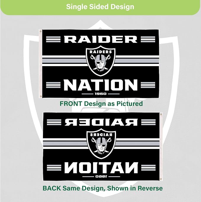 NFL Las Vegas Raiders Vintage Flag | 3 x 5 Estate Flag with Grommets | Heavy Duty Banner for Outdoor Garden Patio Decoration | Indoor Wall Decor for Room | Works with Flagpoles for Outside House