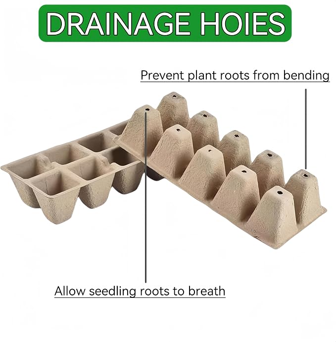 480 Cells Seed Starter Tray, 48 Pack Biodegradable Peat Pots with 48 Plant Labels, Organic Seed Starting Trays kit