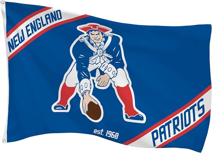 NFL New England Patriots Flag with Vintage Logo, 3' x 5' Outdoor Estate Flag with Grommets, Outdoor Banner for Garden Patio Decoration, Indoor Wall Decor Flag for Room, Works with Flag Poles for Outside House