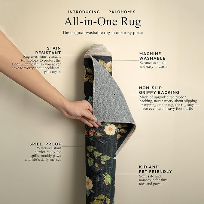 Machine Washable Rugs for Living Room: 6x9 Area Rugs Stain Resistant Non Slip Low Pile Lightweight Soft Carpets Rug for Bedroom Kitchen Dining Room Nursery Kids Room Farmhouse Home Office Indoor