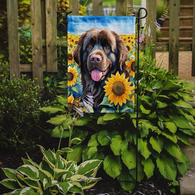 Caroline's Treasures DAC6124GF Newfoundland in Sunflowers Garden Flag Mailbox Flag Decorative Yard Flag Banner Outside Patio Artwork Yard Flower Beds, Garden Size, Multicolor