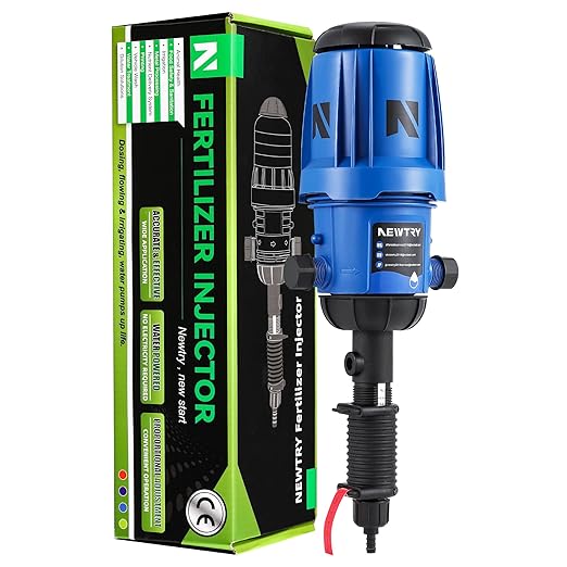 NEWTRY Fertilizer Injector for Drip Irrigation, 0.4%-4% Adjustable Dosing Pump, 3/4'' NPT Water Powered Liquid Doser for Garden, Greenhouse, Irrigation & Hydroponic System, Farm, Grow Tent