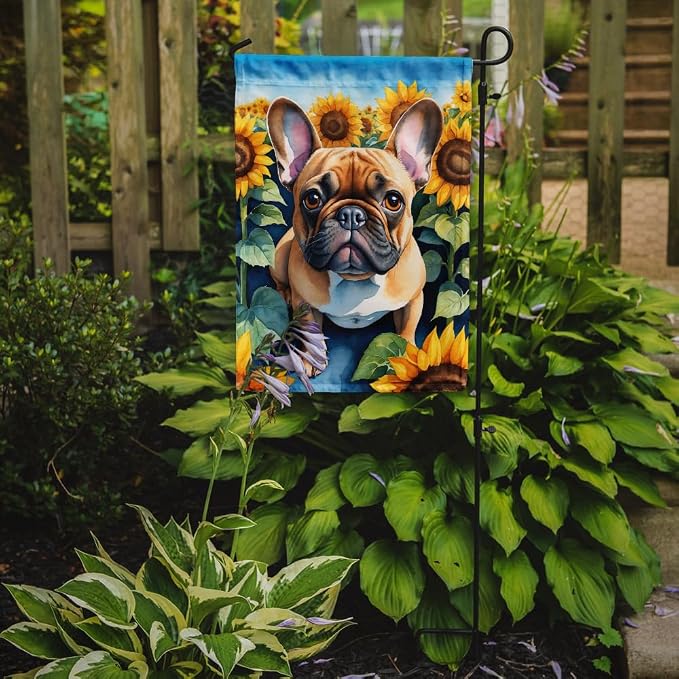 Caroline's Treasures DAC6081GF French Bulldog in Sunflowers Garden Flag Mailbox Flag Decorative Yard Flag Banner Outside Patio Artwork Yard Flower Beds, Garden Size, Multicolor