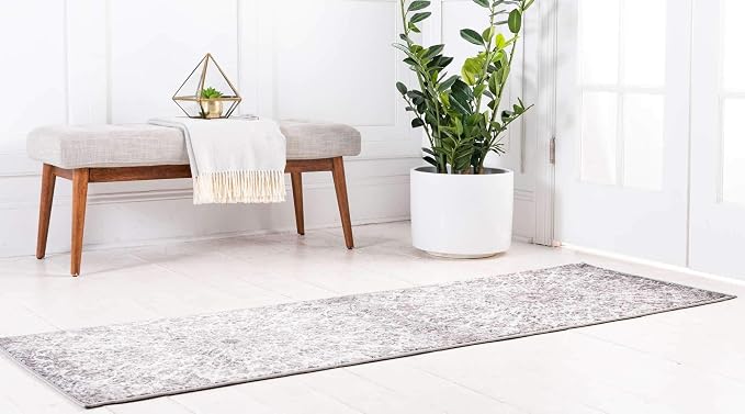 Unique Loom Sofia Collection Area Rug - Grace (2' x 6' 9" Runner, Dark Gray/ Gray)