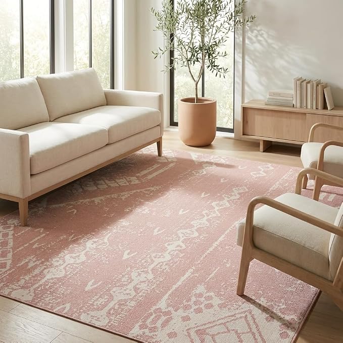 Unique Loom Outdoor Bohemian Collection Area Rug - Anthro (9' 10" x 13' 1" Rectangle, Pink/ Ivory)
