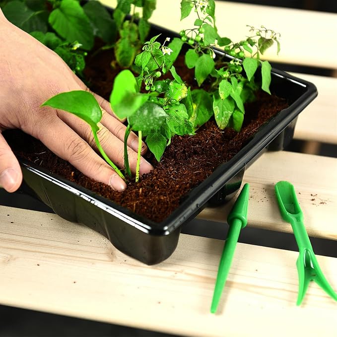 YoleShy 5 Packs Seed Starter Tray with Dome Reusable Plastic Plant Growing Trays with Humidity Domes Thickened Sturdy for Seed Starting Germination Growing Seedling Propagation,14.5"x9"