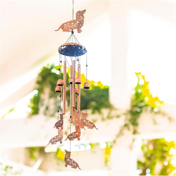 Dachshund Dog Wind Chimes for Outside,Dog Gifts for Women Men/Memorial Gift/Birthday Gifts Metal windchimes Outdoors/Indoors,Garden Decor,Patio,Home,Porch,Yard Decorations