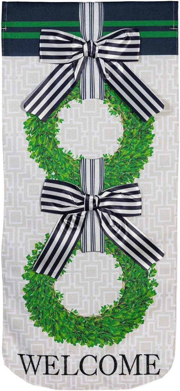 Evergreen Boxwood Wreaths Everlasting Impression 12x28 Double Sided, Welcome Summer Flag For Outside House, Front Door, Garden, Yard