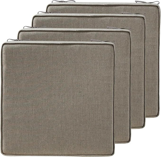 18.5 x 16 Inch Sunbrella Outdoor Chair Cushions with Tie Straps, Set of 4 Thick Water Repellent Rectangle Patio Chair Pads for Garden Lawn Patio Furniture, Cast Shale