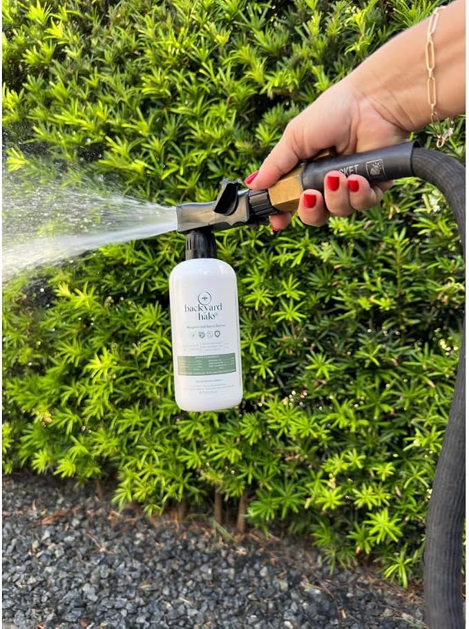 Mosquito Barrier End Hose Sprayer Kit | DEET Free | Two 16 Fl Oz Bottles | Children, Adult, and Pet Safe | Friendly to the Environment | Reduces Mosquitoes | Covers 2,400 SqFt