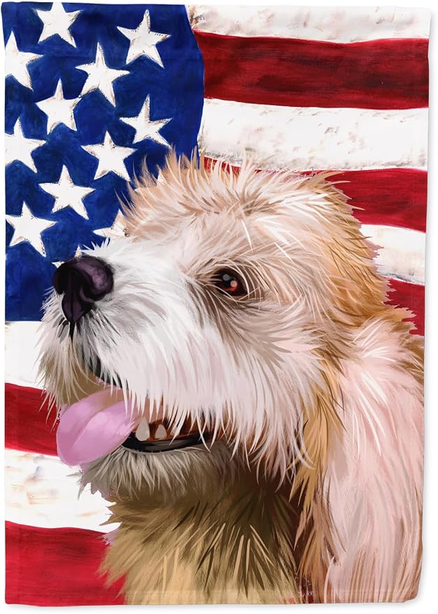 Caroline's Treasures CK6462GF Briquet Griffon Vendeen American Flag Garden Flag Mailbox Flag Decorative Yard Flag Banner Outside Patio Artwork Yard Flower Beds, Garden Size, Multicolor