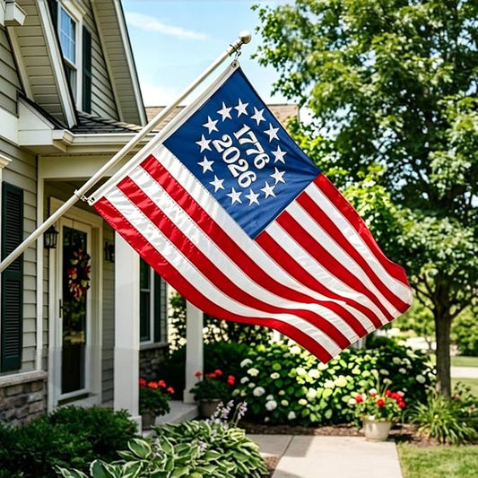 1776-2026 USA Anniversary Flag for Outside, Heavy Duty 1776 Style US Flag with Embroidered Stars, Sewn Stripes, 4-Row Reinforced Stitching, Waterproof Windproof Fade Resistant UV Protected All Weather Patriotic Outdoor USA Flag