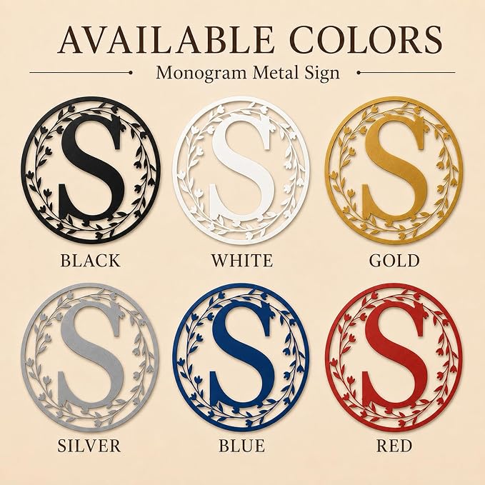 Custom Metal Monogram Sign, Personalized Metal Letters Wall Decor, Personalized Large Initial Letter, Outdoor Letters Signs for Home, Porch, Garden, Family Name Monogram Decor for Outside