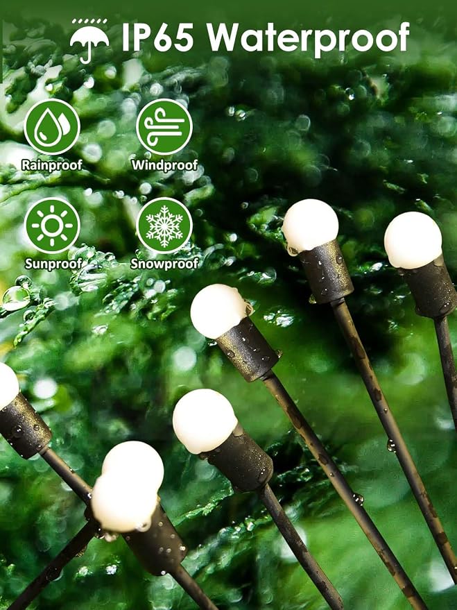 2026 Upgraded Solar Lights Outdoor, 8 Pack Solar Garden Lights with 2 Modes, Firefly Lights Outdoor Waterproof, Sway by Wind, Twinkle Firefly Light for Yard Patio Path Garden Decoration (Warm White)