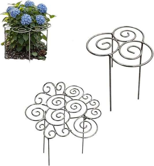 Metal Plant Support Ring for Garden, Peony Cages and Supports, Decorative Metal Plant Support Ring, Heavy-Duty Flower Support Frame, Outdoor Orchid Clip (S+L)