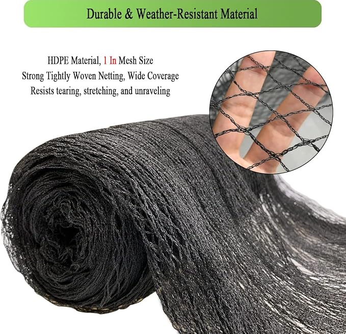 Bird Netting for Chicken Coop 25x100 FT, 1 in Mesh Chicken Run Netting Roof Cover Against Hawks, Eagles, Owls, Strong Woven Bird Netting for Garden, Fruit Tree, Plant, Vegetable Protection