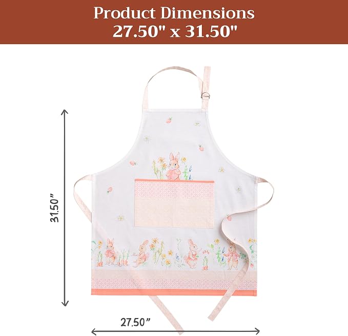 Maison d' Hermine Aprons for women with Pocket 100% Cotton (27.50"x31.50") | Adjustable Neck Strap & long ties Apron Men Chef Wedding Cooking Gardening Server Maid