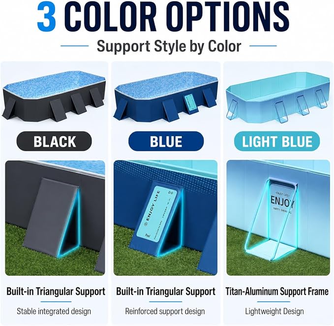 Japard Foldable Non-Inflatable Pool Large 115" Reinforced Walls Charcoal | Kiddie Family Swimming Baby Toddler 20 Inch Deep with Reinforced Sidewalls for Backyard Blue Green Charcoal Gray