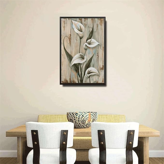 Metal Sign Tin Sign Vintage Wall Art Peace Lily Vintage Tin Sign for Rustic Wall Art Shabby Chic Elegance and Corrosion Resistant Alum Bathroom Decor for Room 6×8 Inches with Metal Frame