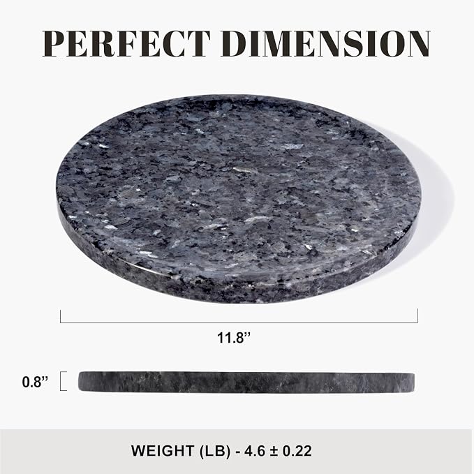 Karibiber Natural Marble Tray, 11.8in Serving Tray for Fruit, Round Decorative Vanity Stone Plate for Jewelry&Key, Quality Storage Dish for Kitchen Coffee Table and Bathroom Desktop, Blue Pearl