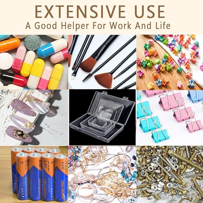 Bead Storage Box,84pcs Transparent Plastic Storage Containers Different Sizes, Crayon Box, Small Item Management Box And Labels,DIY Jewelry Craft Nails, Bracelets, Jewelry, Diamonds, Pens,4.9x2.56x1